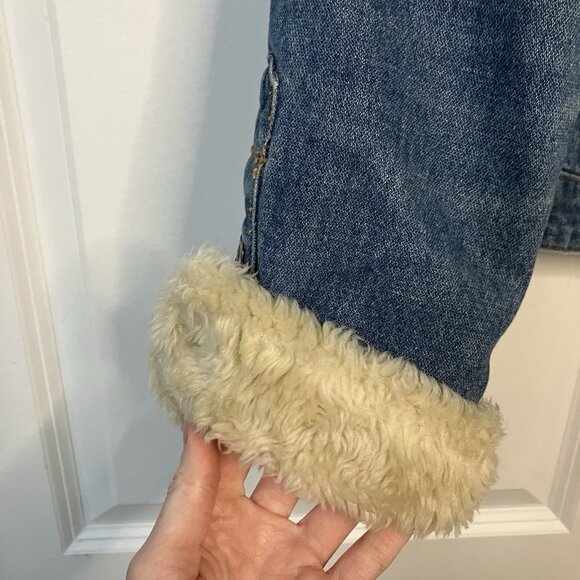Y2K Roxy Jean Jacket Womens M Faux Fur Trim Gilmore Girls Lorelai 2000s Snap - Picture 5 of 9